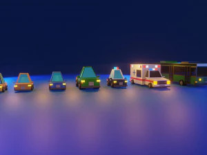 pack de voitures low poly Modèle 3D
