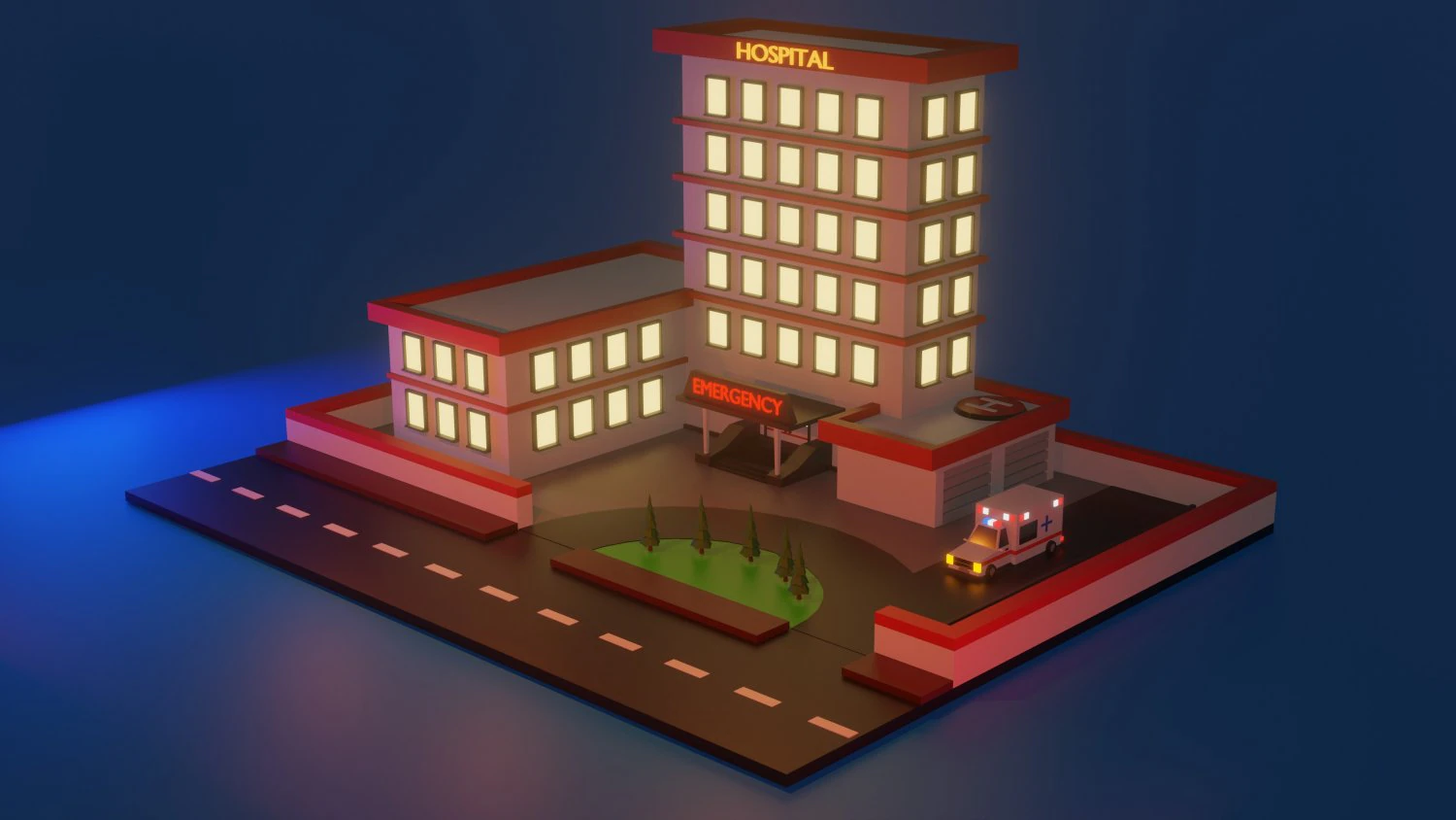 low poly hospital 3D Model .c4d .max .obj .3ds .fbx .stl .blend 