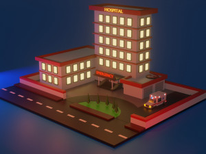 low poly hospital 3D 모델
