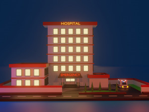 low poly hospital Modelo 3D