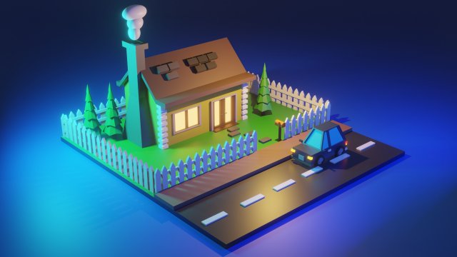 low poly house1 Modèle 3D .c4d .max .obj .3ds .fbx .stl .blend 