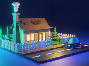 low poly house1 Modèle 3D