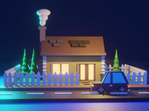 low poly house1 Modèle 3D