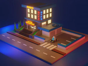 departamento de pol&iacute;cia de baixo poli Modelo 3D