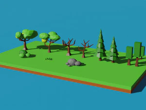 low poly tree pack 3D Model