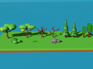 low poly tree pack 3D Model