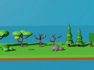 low poly tree pack 3D Model