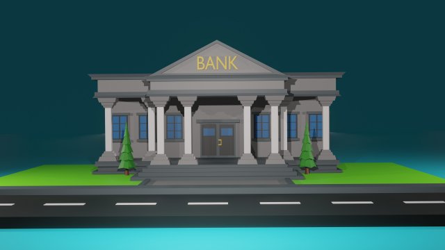 low poly bank Model 3D .c4d .max .obj .3ds .fbx .stl .blend 