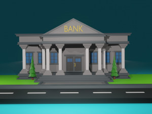 low poly bank 3D Model
