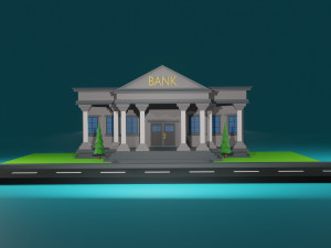 low poly bank Model 3D