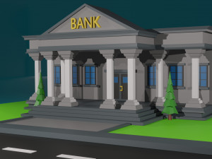 low poly bank Model 3D