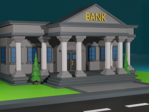 low poly bank Model 3D