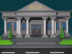 low poly bank Model 3D