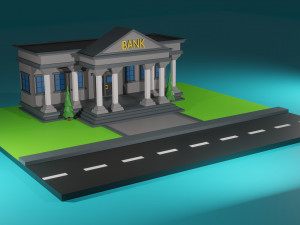 low poly bank Model 3D