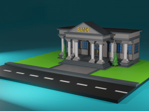 low poly bank Model 3D