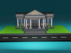 low poly bank Model 3D