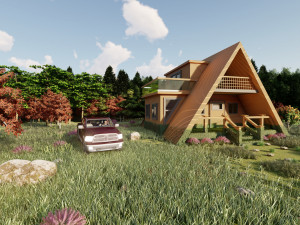 3d mountain house villa model Modelo 3D
