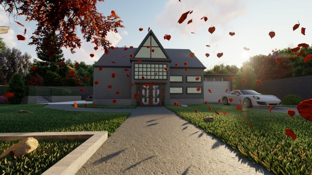 3d villa with garden model 3D 모델 .c4d .max .obj .3ds .fbx .stl .blend 