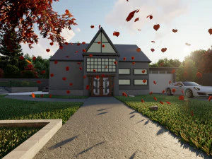 3d villa with garden model 3D Model