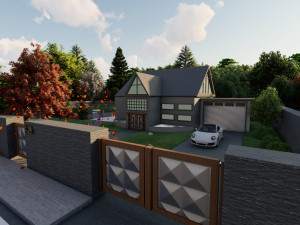 3d villa with garden model 3D 모델