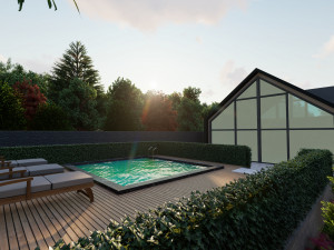 3d villa with garden model 3D 모델
