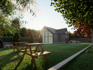 3d villa with garden model 3D 모델