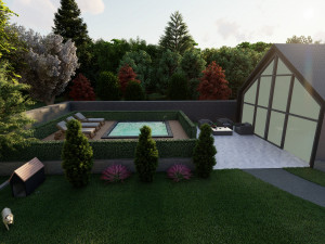3d villa with garden model 3D 모델