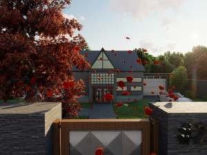 3d villa with garden model 3D 모델