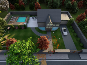 3d villa with garden model 3D 모델