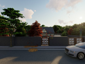 3d villa with garden model 3D 모델