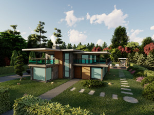 3d villa with garden 2 model Modèle 3D