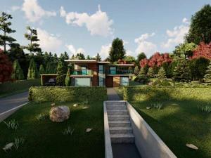 3d villa with garden 2 model 3D Model