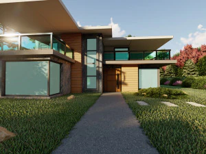 3d villa with garden 2 model 3D Model