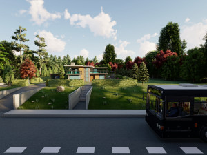 3d villa with garden 2 model Model 3D