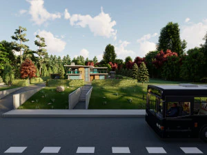 3d villa with garden 2 model 3D Model