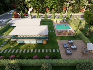 3d villa with garden 2 model Model 3D