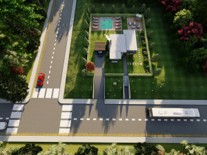 3d villa with garden 2 model Model 3D
