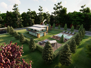 3d villa with garden 2 model Model 3D