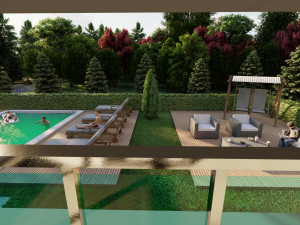3d villa with garden 2 model Model 3D