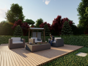 3d villa with garden 2 model Model 3D