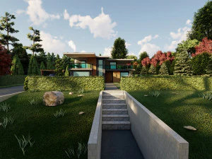 3d villa with garden 2 model 3D Model