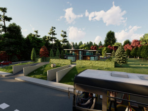 3d villa with garden 2 model Model 3D