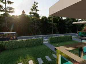 3d villa with garden 2 model 3D Model