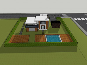 3d villa with garden 2 model Model 3D