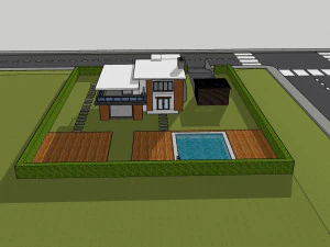3d villa with garden 2 model 3D Model
