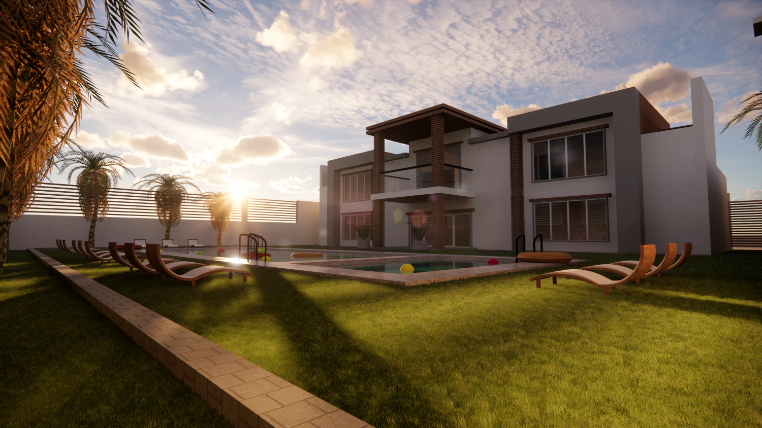 3d modern villa 3D Model .c4d .max .obj .3ds .fbx .stl .blend 