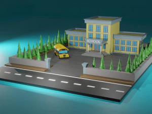 Modèle d'école low poly modèle 3D Modèle 3D