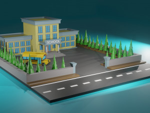3d school model low poly 3D Модель