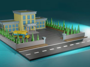 3D 학교 모델 로우 폴리 3D 모델