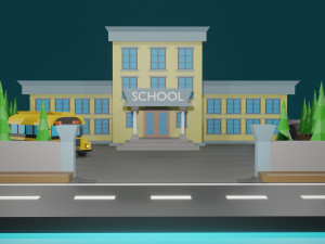 3d school model low poly 3D Модель
